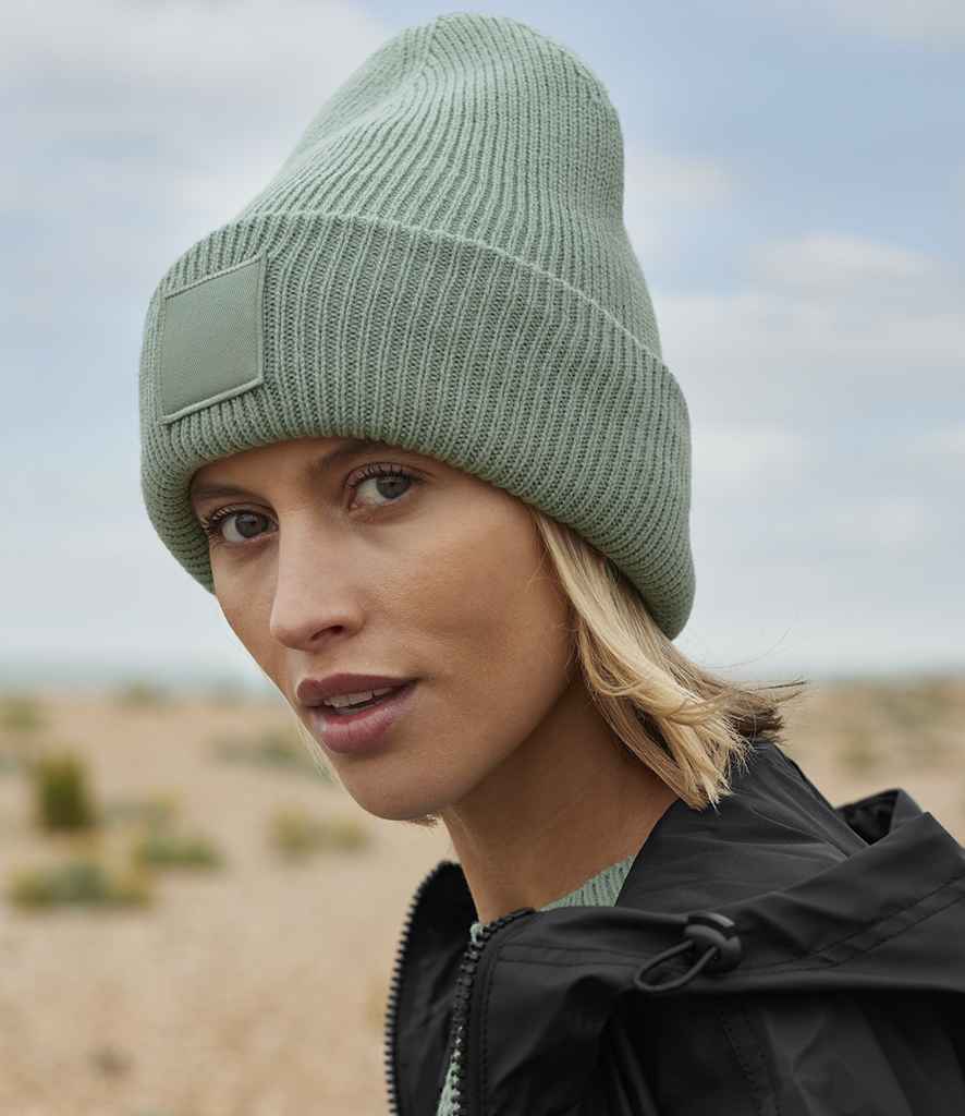 BB336R Beechfield Deep Cuff Tonal Patch Beanie