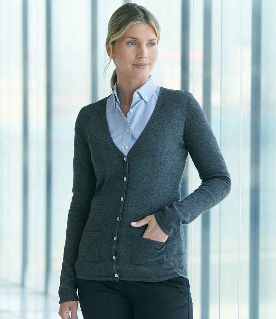 H723 Henbury Ladies Cotton Acrylic V Neck Cardigan