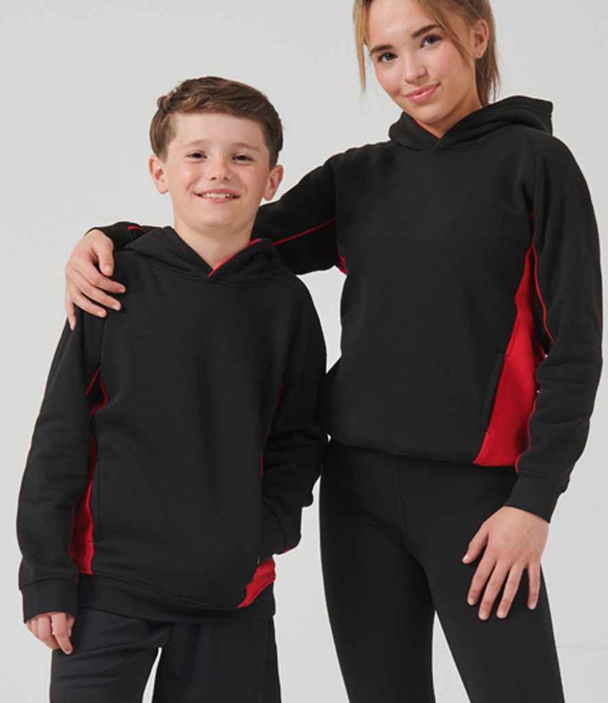 LV339 Finden and Hales Kids Contrast Hooded Sweatshirt Swallowtail Promotional Embroidered and printed clothing